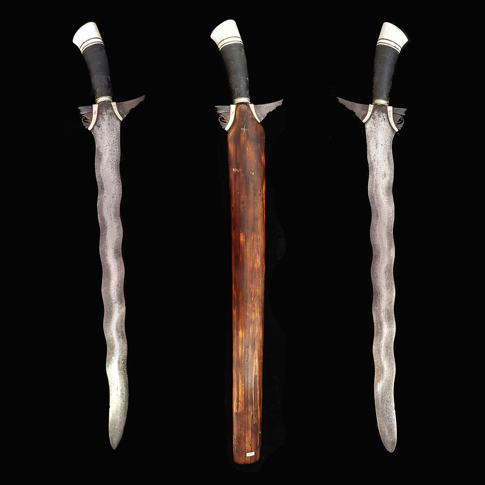 Thumbnail: Large Moro keris, kris – Exclusive blade with two silver tights (baka-baka)