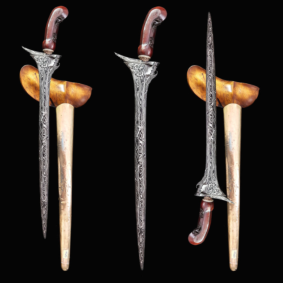 Thumbnail: Sempaner keris, kris - Mataram Sultan Agung (17th century) - Beras Wutah pamor