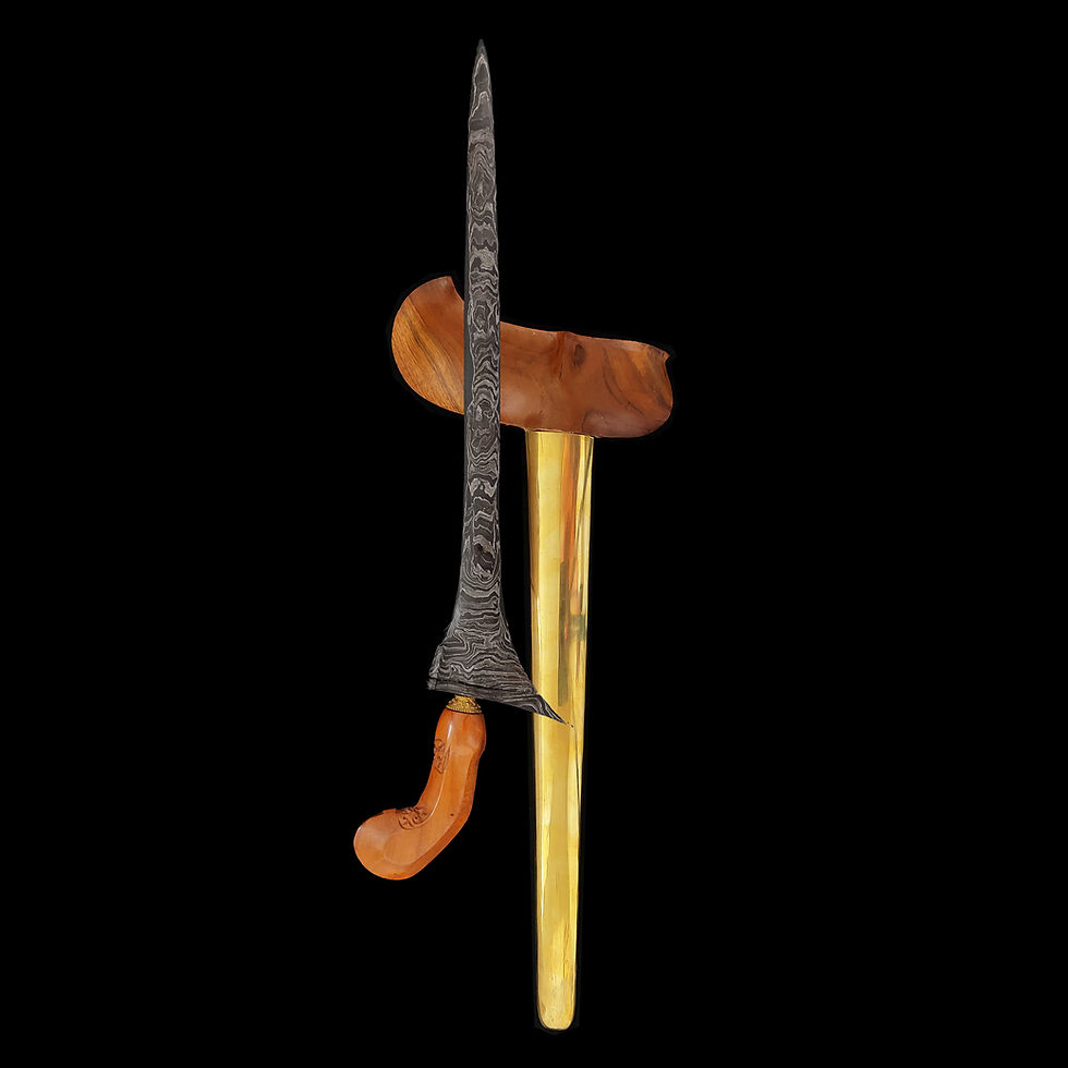 Thumbnail: antique keris with pamor blade for sale