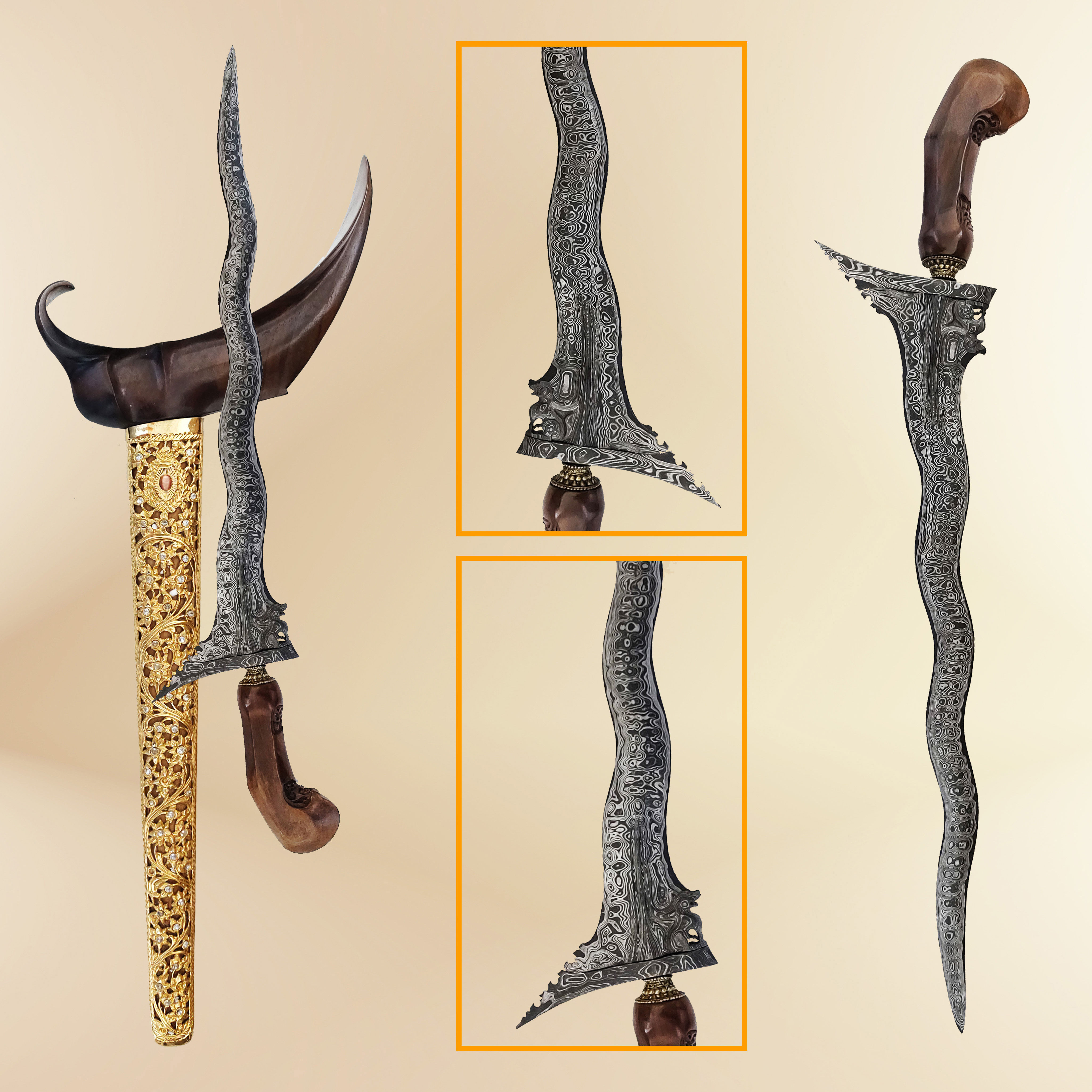 Antique Singo Kikik - Singo Barong kris, keris - Gold Krawangan pendok