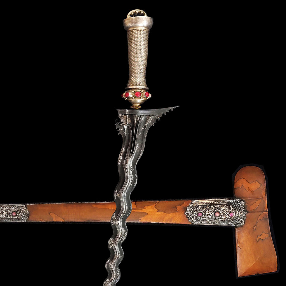 Thumbnail: antique bali lombok keris with silver pendok for sale