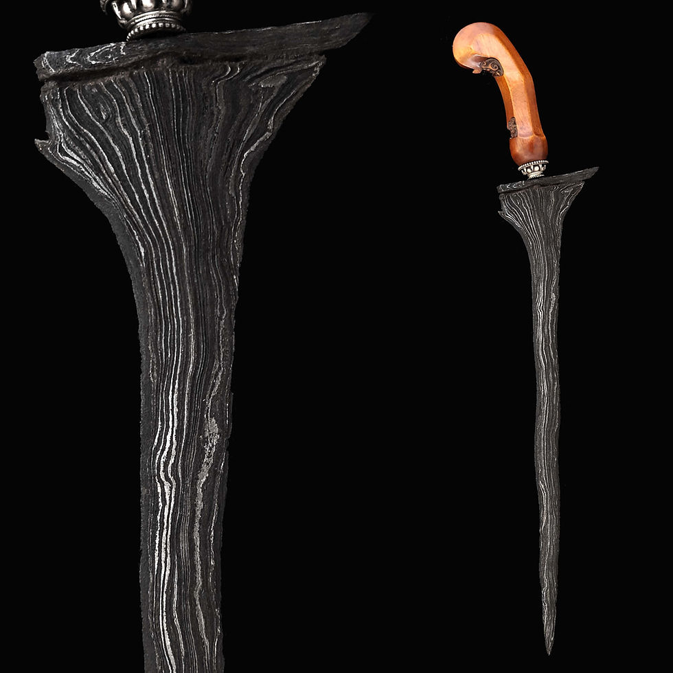 Thumbnail: Sempana keris, kris - Segaluh era (12th century) - White Adeg Mrambut pamor