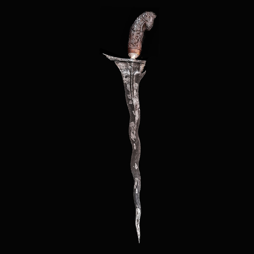 Thumbnail: Completely authentic, antique Daunan Madura, Panimabal keris, kris - Rare pamor