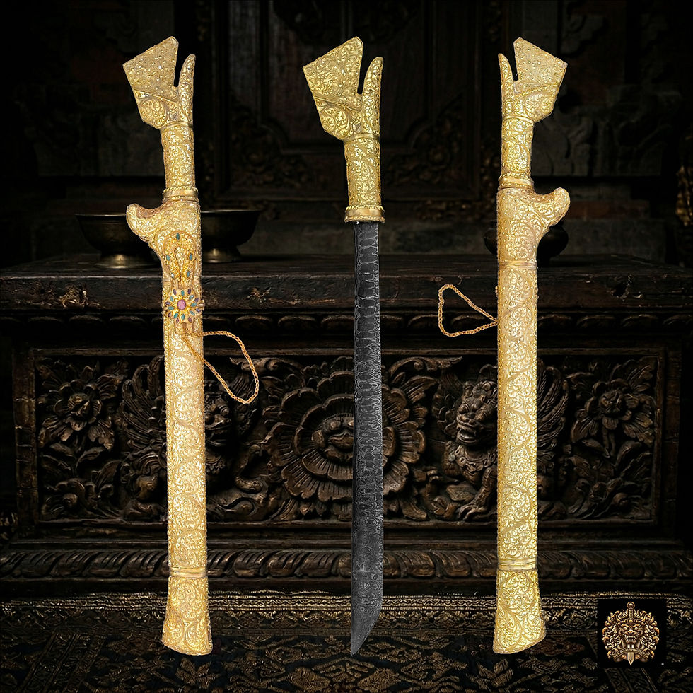 Antique Bugis Alameng sword with royal gold plated Karawangan dress