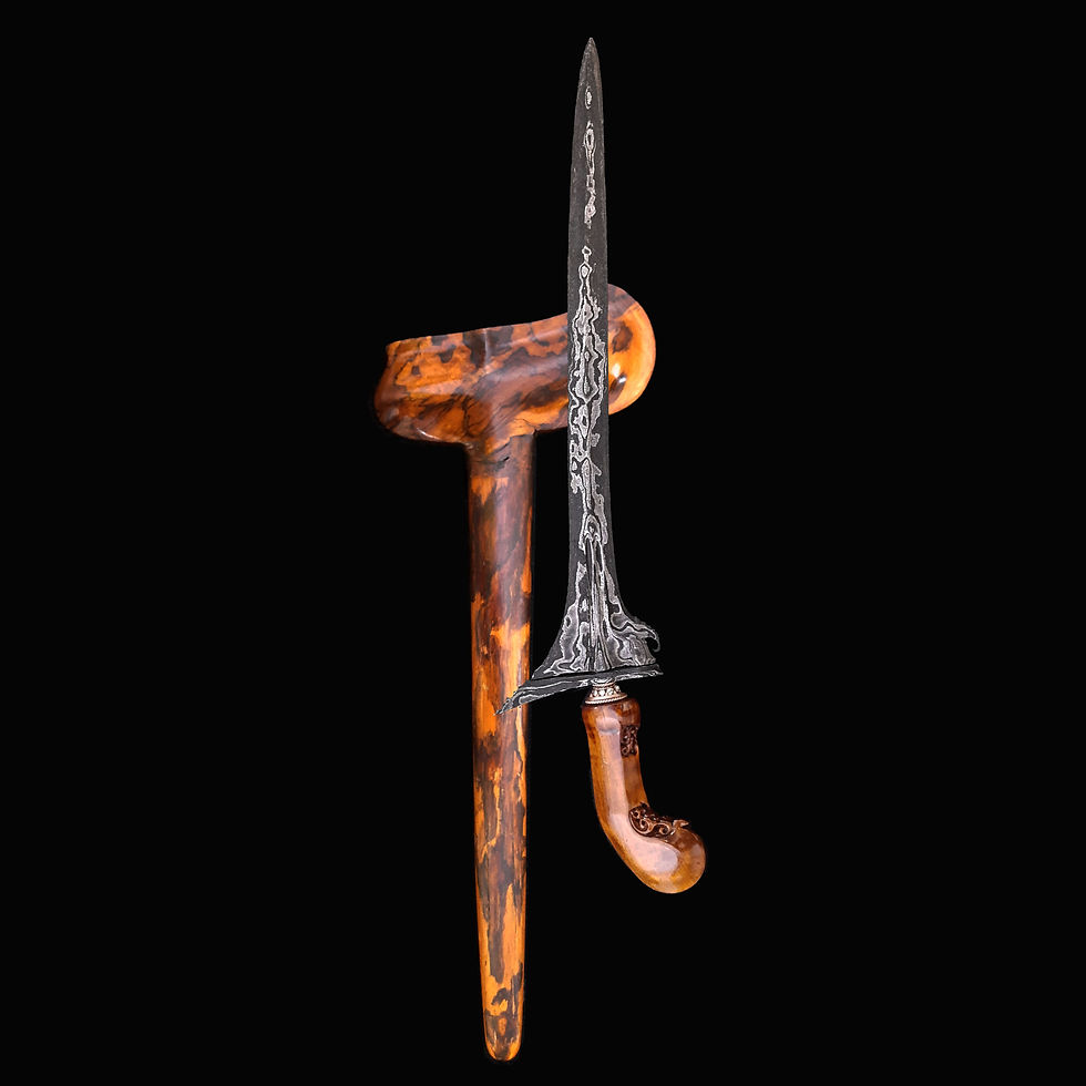 Thumbnail: Antique Sinom Robyong kris, keris - Mlinjon pamor - Pelet Sembur wood