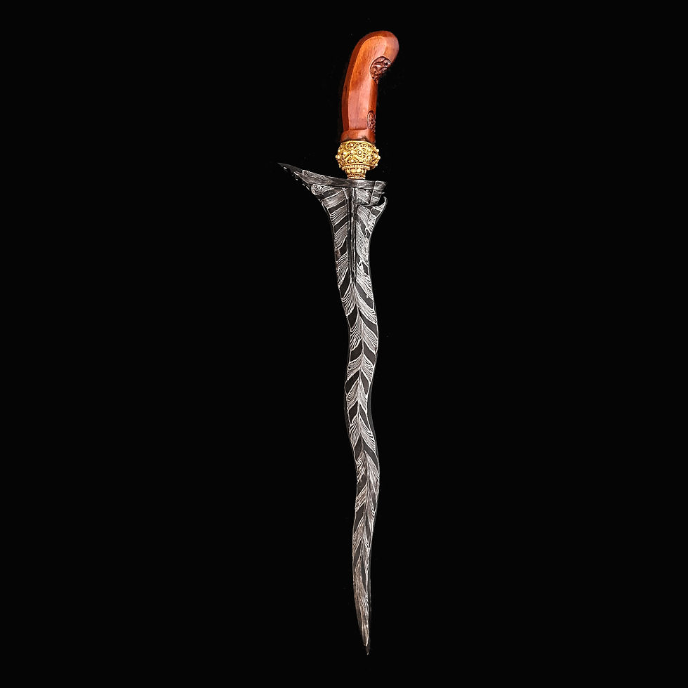 Thumbnail: Pendawa keris, kris – Wilah (blade) with rare Bulu Ayam pamor motif