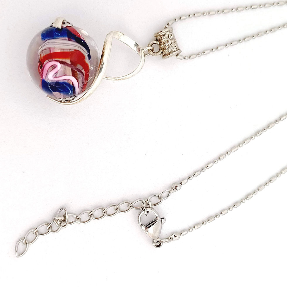 Miniature : Pendentif "L'enlacée" perle multicolore avec torsade métallique