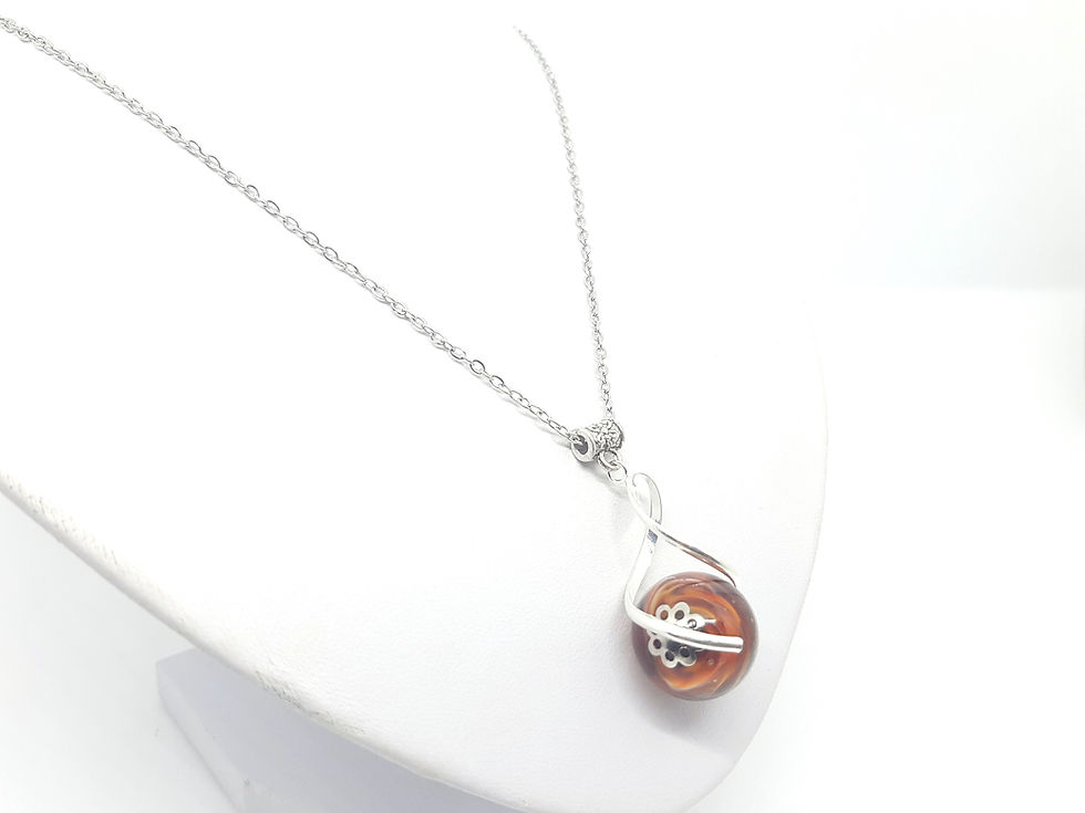 Miniature : Pendentif "L'enlacée" perle ambre, beige et marron