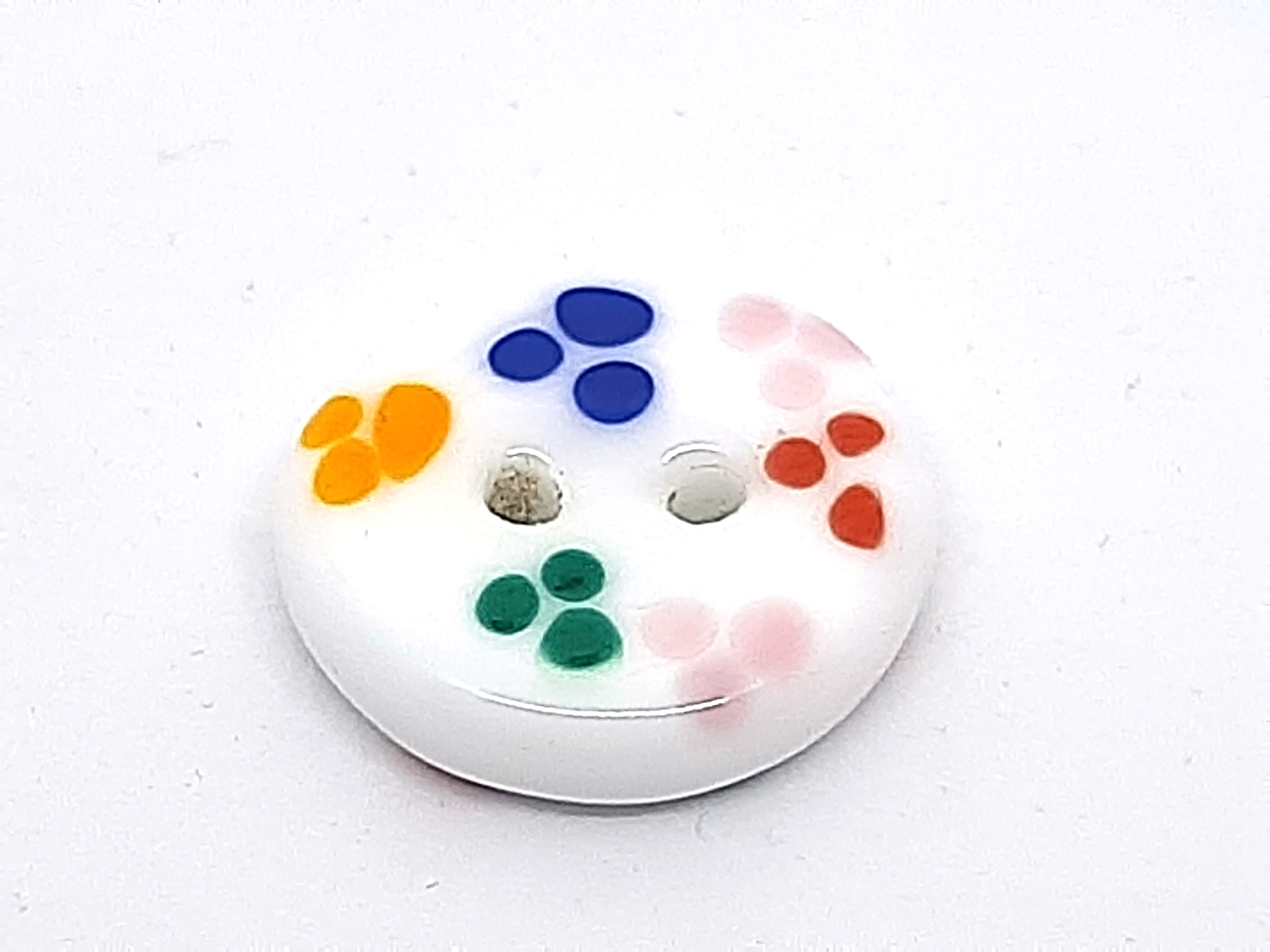 Bouton blanc et coloré  en verre de Murano