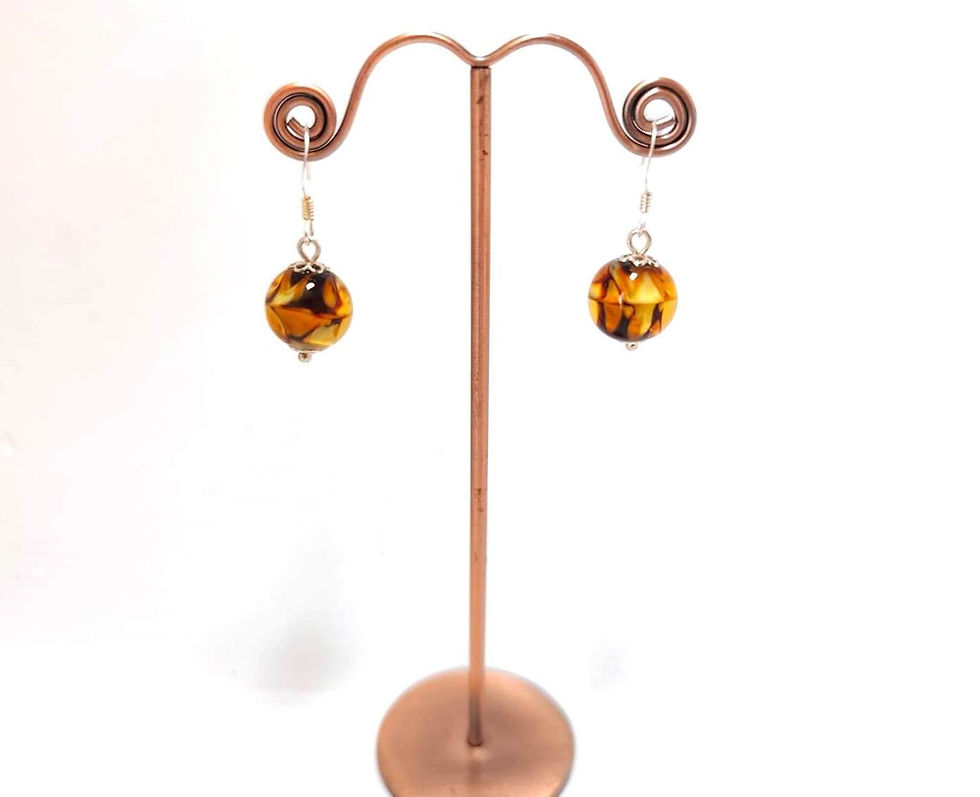 Miniature : Boucles d'oreilles "Havana" en verre de Murano filé main marron et argent