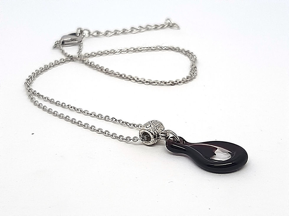 Miniature : Petit pendentif "Larmichette" noire en verre de Murano