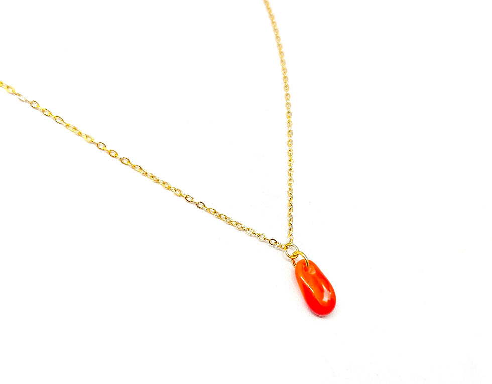 Miniature : Pendentif "larmichette" orange en verre de Murano