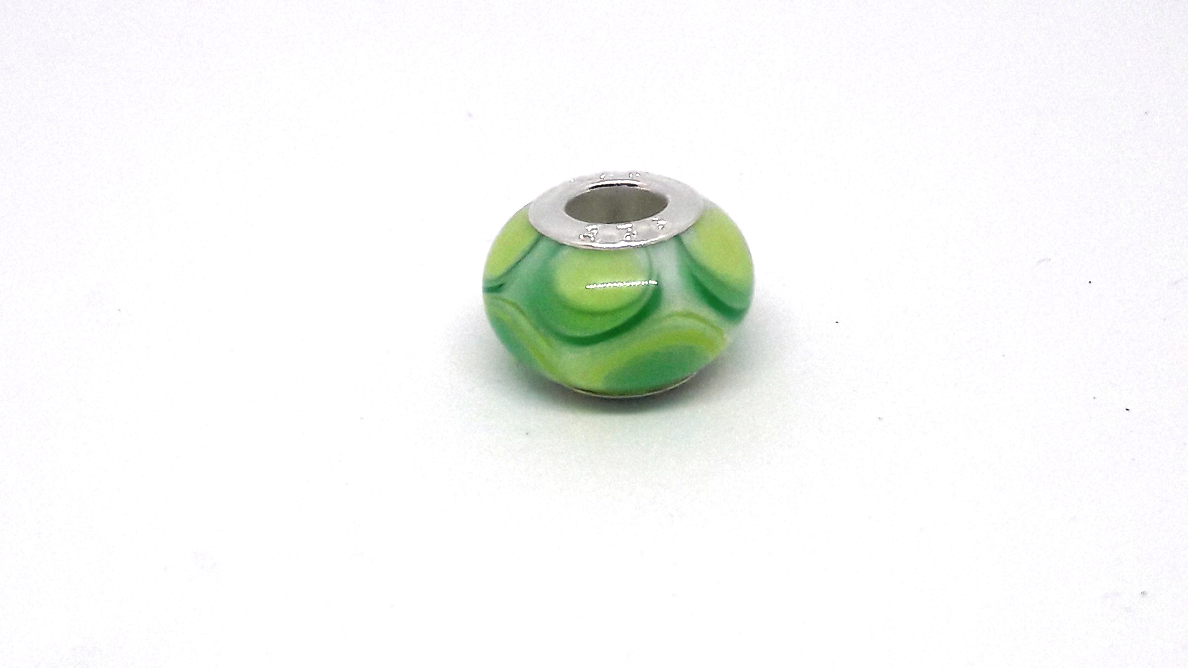 Perle verte pour bracelet en verre de Murano