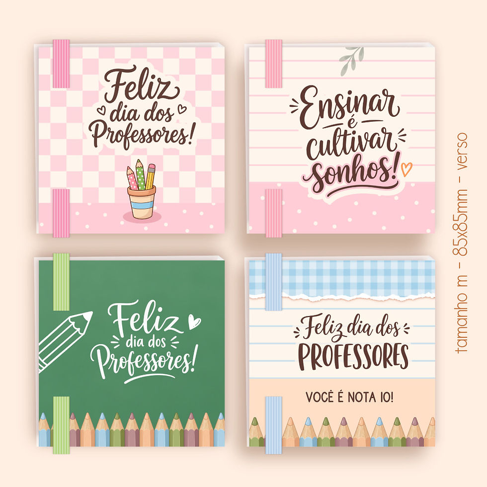 Miniatura: Kit Digital - Capas para bloco (tipo post-it) - 3 tamanhos - Professores 2026