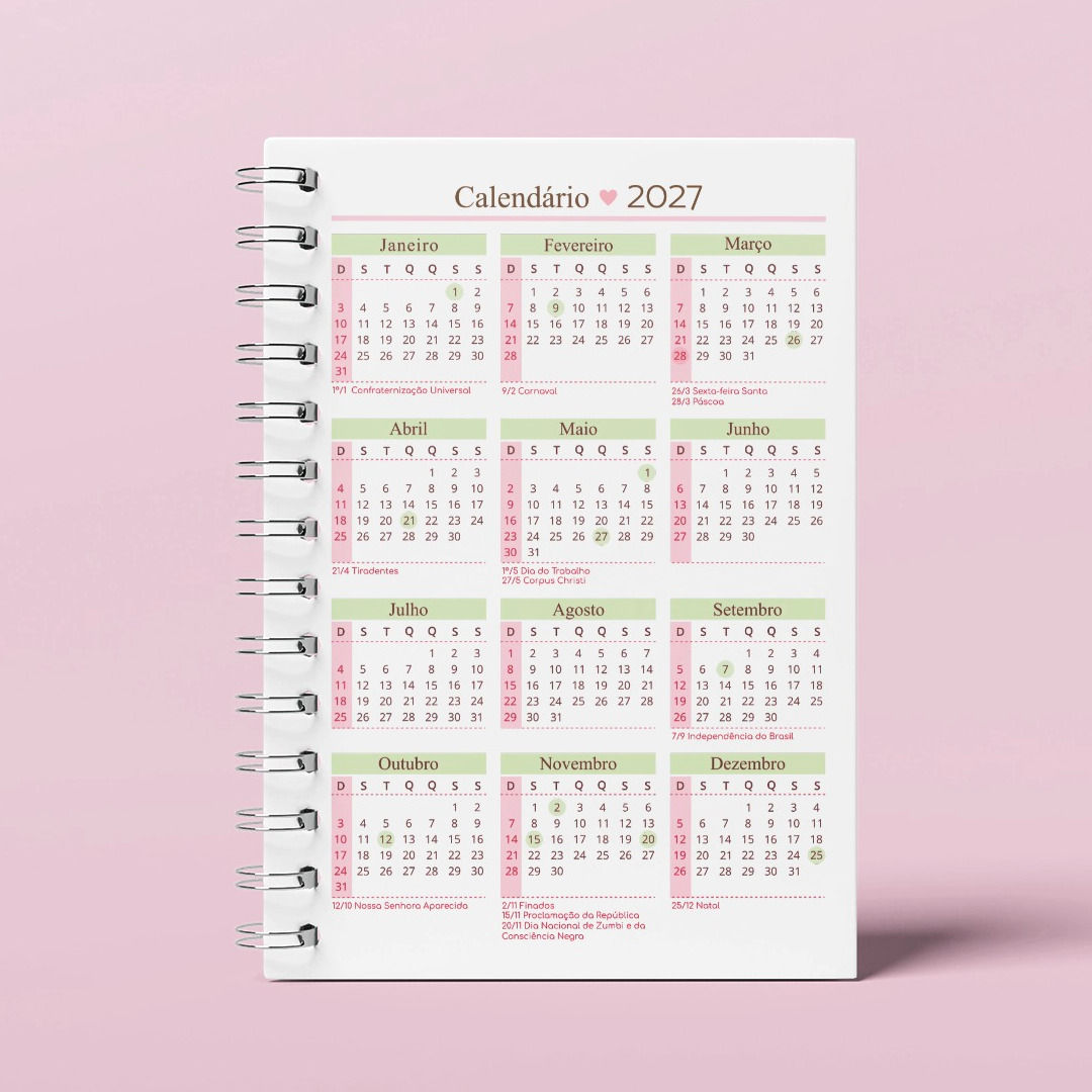 Arquivos Digitais - Calendário para atualização de agenda 2027/28 - A5
