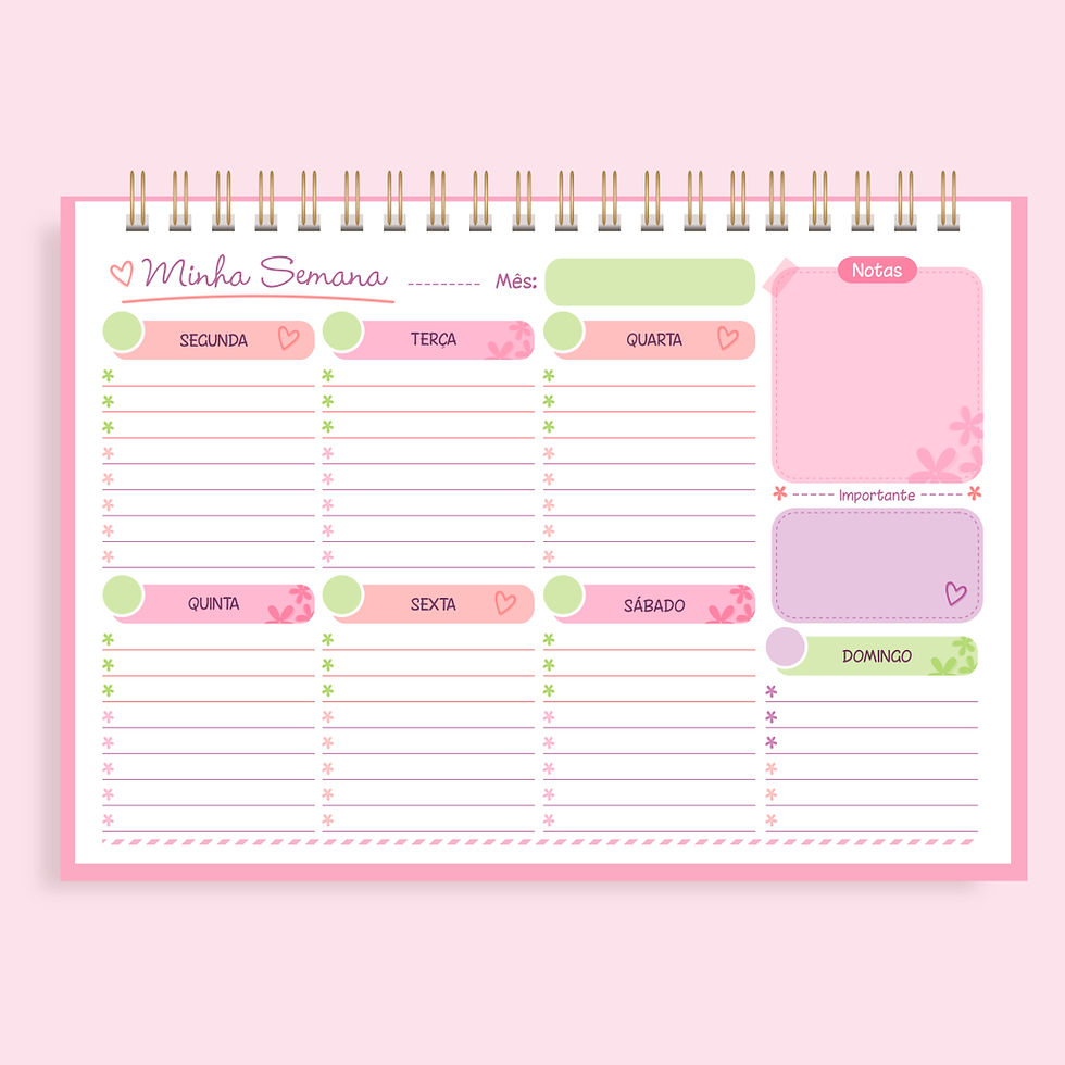 Miniatura: Kit Digital Miolo Planner Mensal + Semanal A4 - Blocado ou wire-o - Inspirações