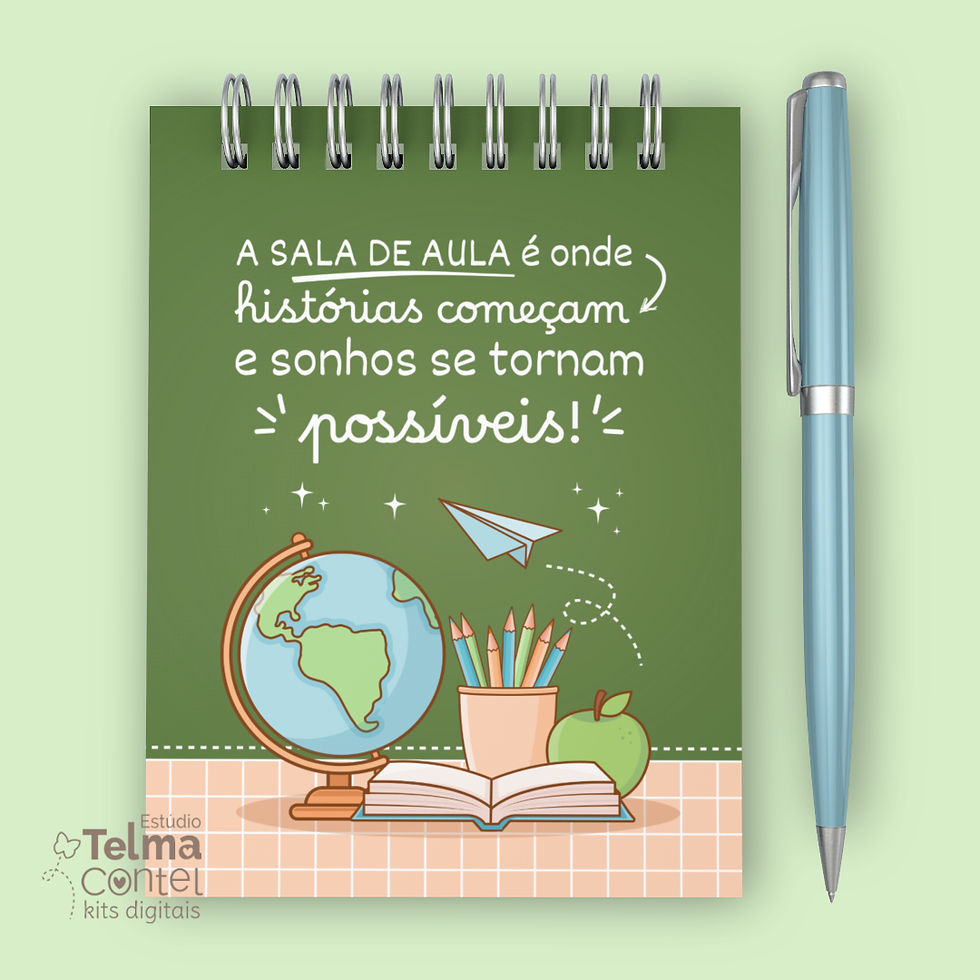 Miniatura: Kit digital bloquinho A6 wire-o espiral - 10,5 x 14,8cm - Professores