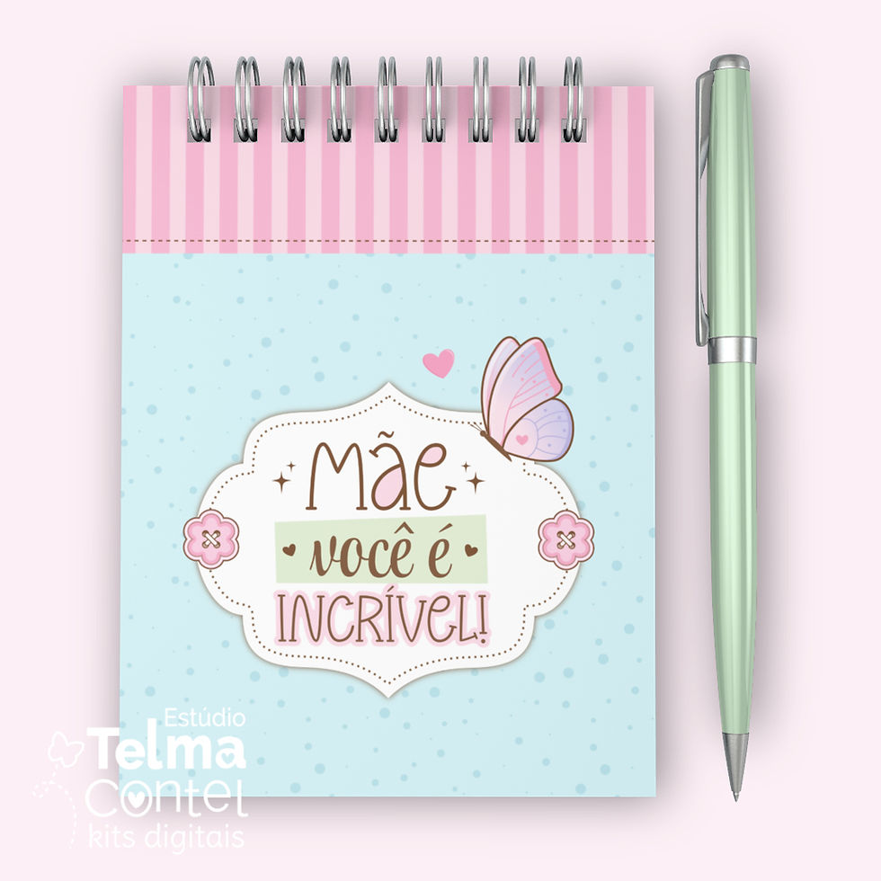 Miniatura: Kit digital bloquinho A6 wire-o espiral - 10,5 x 14,8cm - Amor em cada detalhe