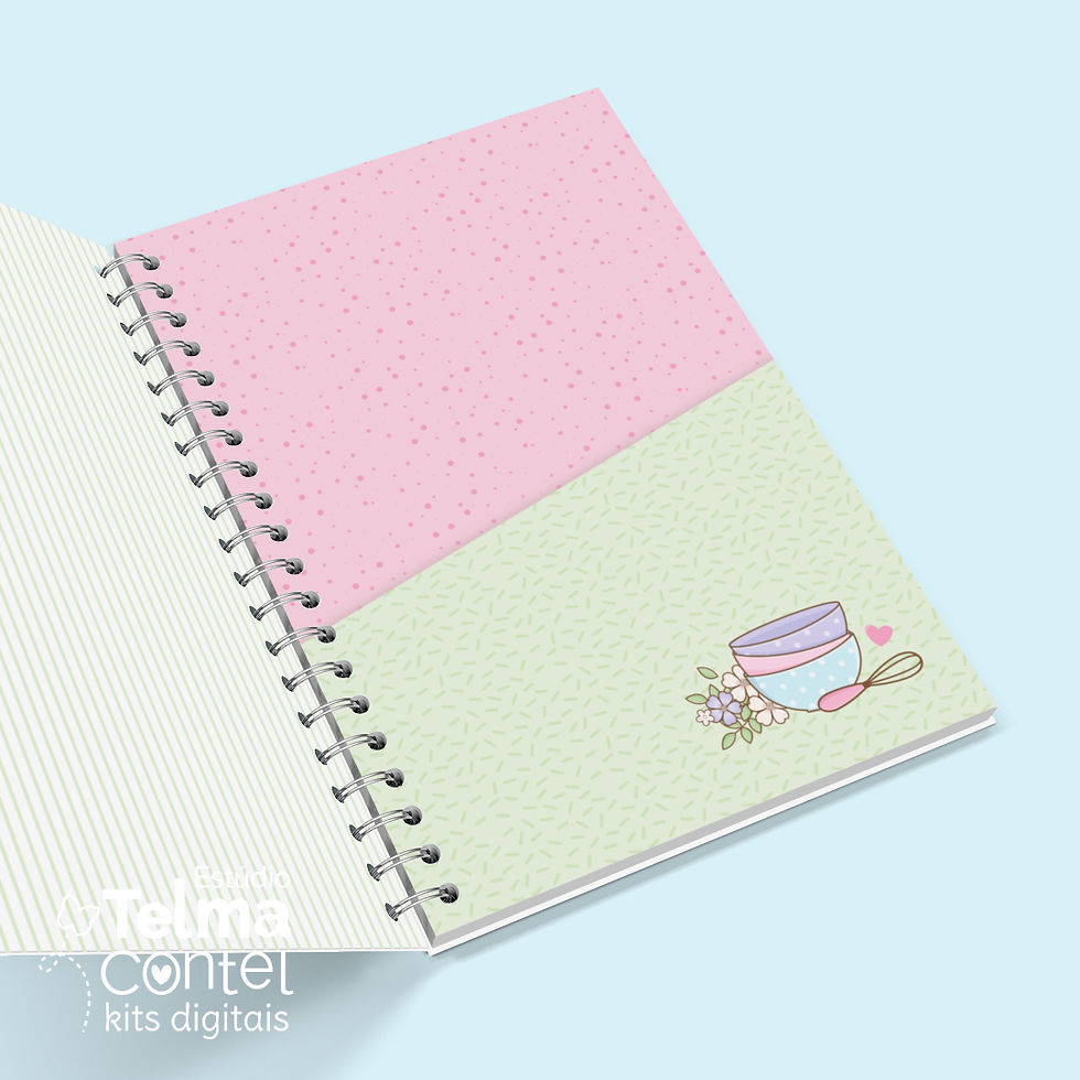 Miniatura: Kit digital - Caderno Receitas A5 (Wire-o/espiral)