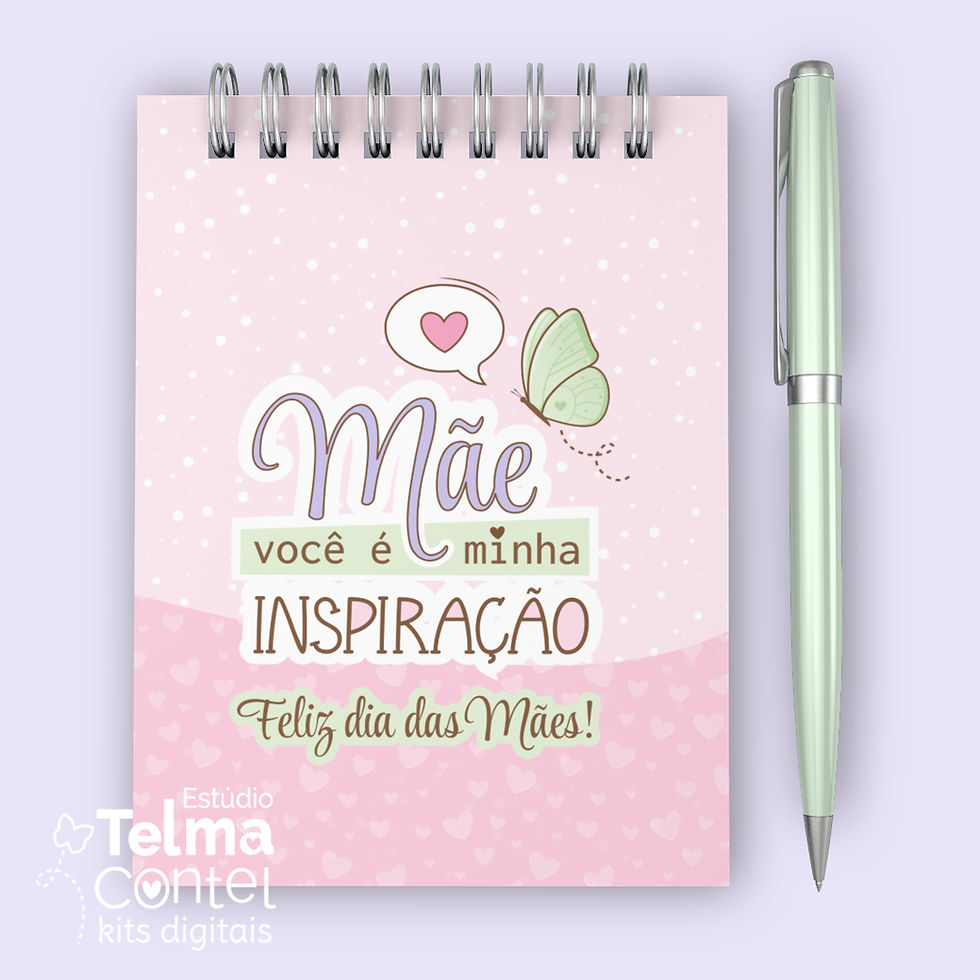 Miniatura: Kit digital bloquinho A6 wire-o espiral - 10,5 x 14,8cm - Amor em cada detalhe