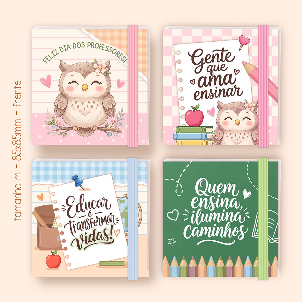 Miniatura: Kit Digital - Capas para bloco (tipo post-it) - 3 tamanhos - Professores 2026
