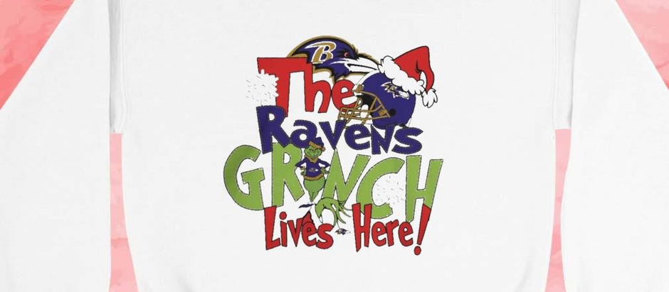 Top The Baltimore Ravens Grinch lives here Christmas shirt