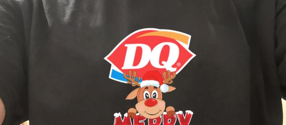 Reindeer with Santa hat Dairy Queen Merry Christmas shirt