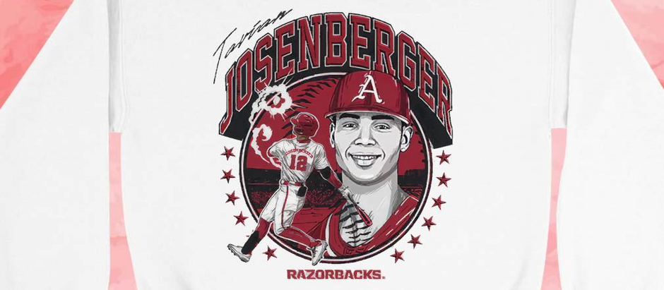 Official Tavian Josenberger Arkansas Razorbacks #12 NCAA baseball illustration shiirt