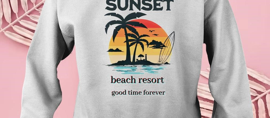 Tropical sunset beach resort good time forever shirt