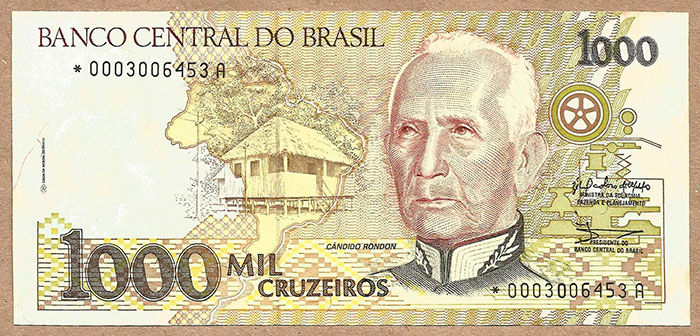 BRASIL 1.000 CRUZEIROS SÉRIE 0003