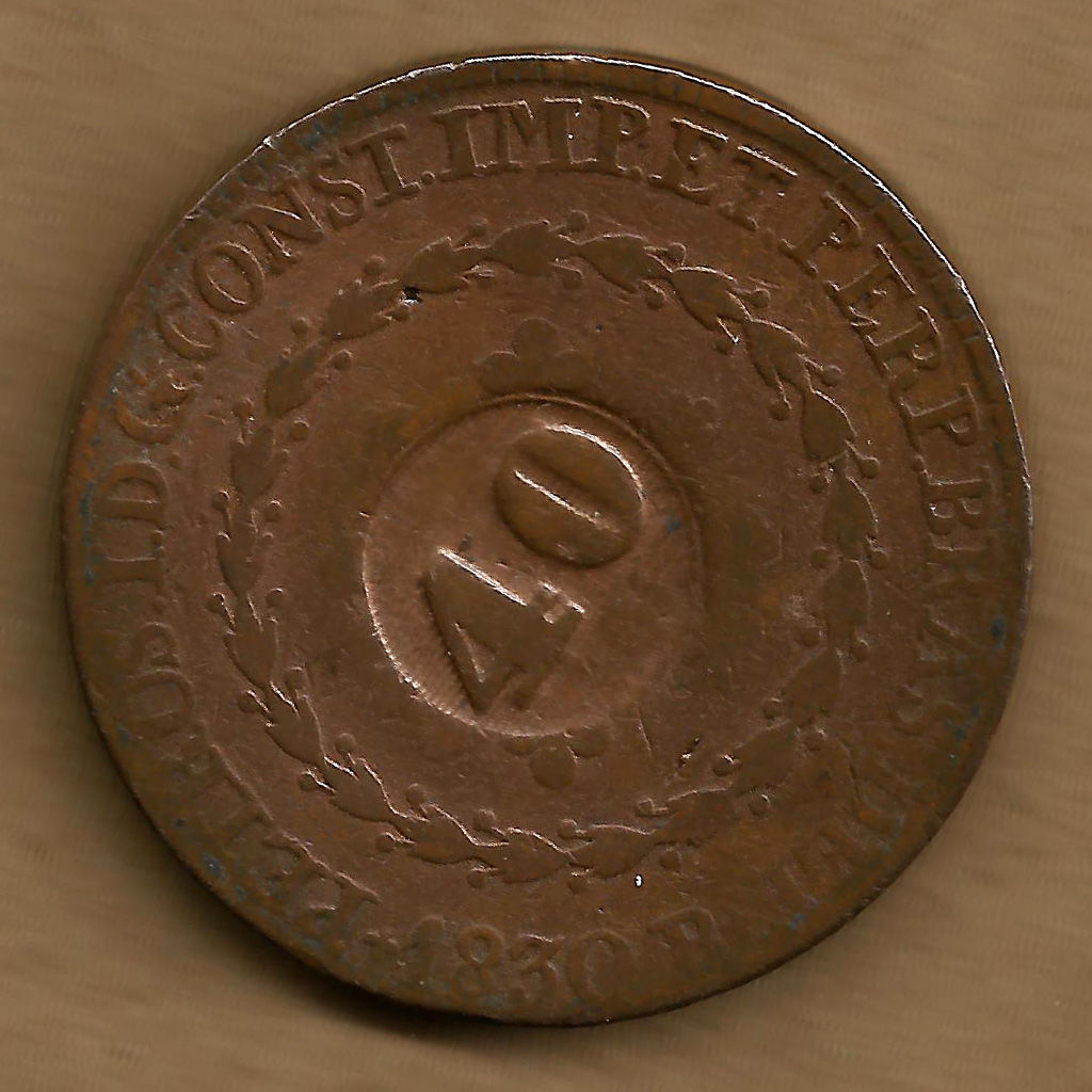 BRASIL 80 RÉIS CARIMBO DE 40 1830 R