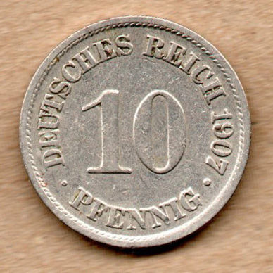 ALEMANHA IMPÉRIO 10 PFENNIG 1907A