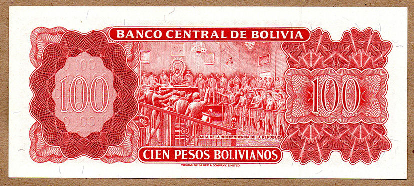 Miniatura: BOLÍVIA 100 PESOS BOLIVIANOS PK163t