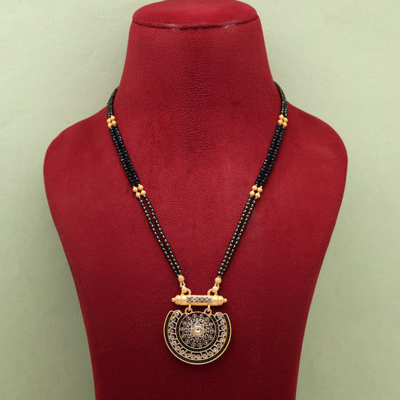 Black beaded mangalsutra with gold pendant