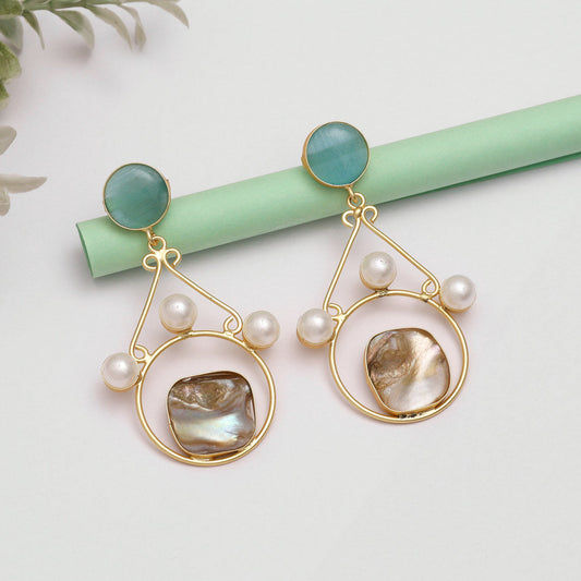 Elegant pearl and gemstone earrings