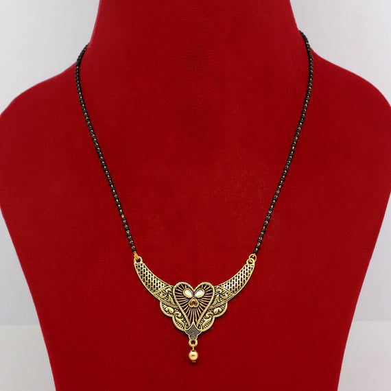 Oxidized gold mangalsutra with heart pendant