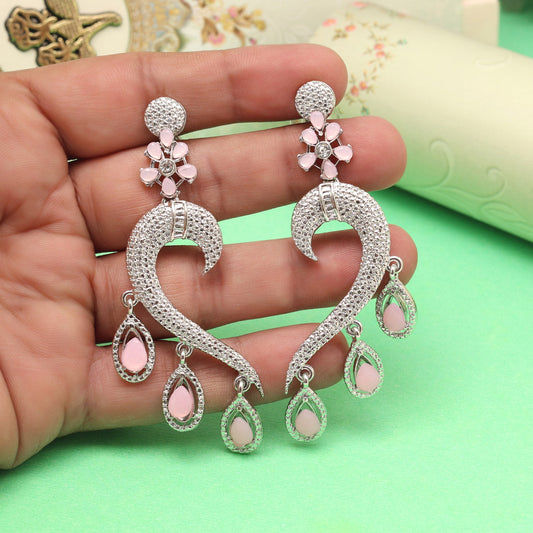 Elegant pink and white heart earrings