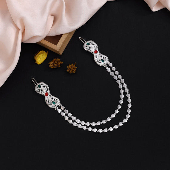 Oxidised silver two-in-one finger ring with royal look