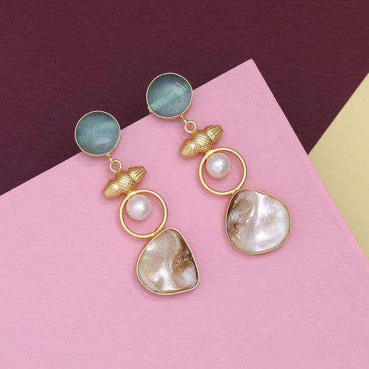 Elegant long drop earrings with pearls