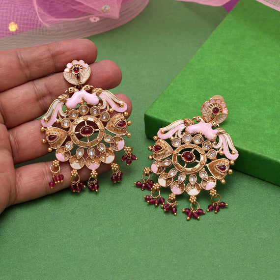 Elegant pink and gold earrings