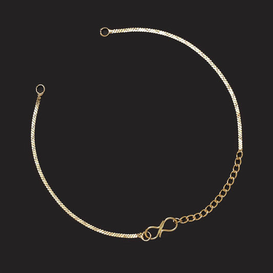 Gold and silver chain anklet