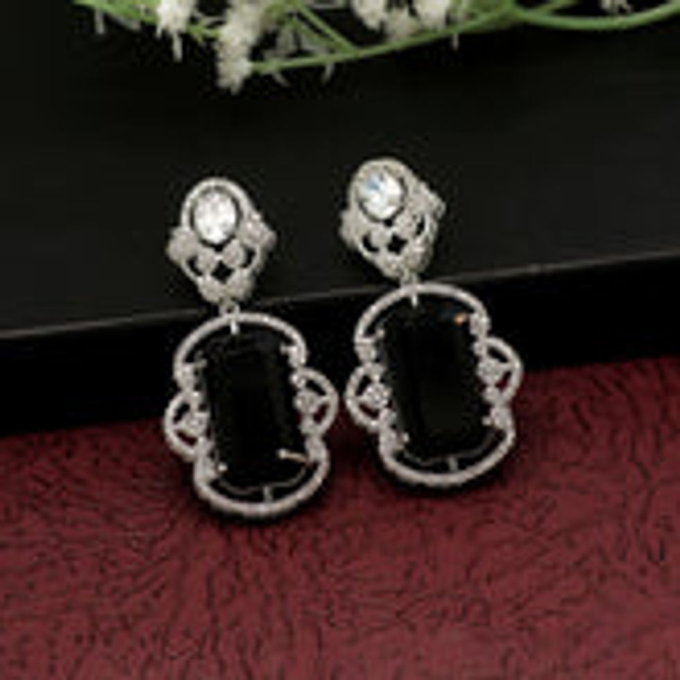 Elegant black and silver dangle earrings
