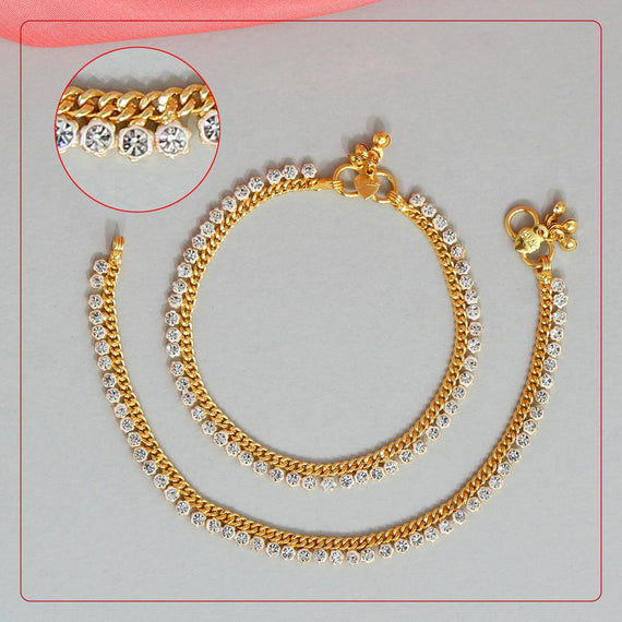 Elegant gold and white crystal anklets