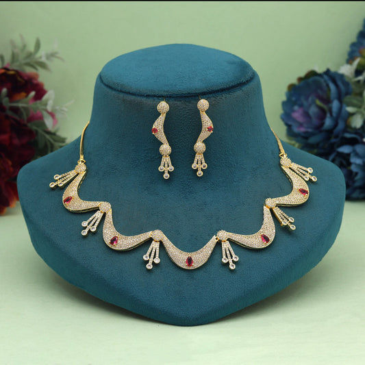 Elegant American diamond necklace and earrings set