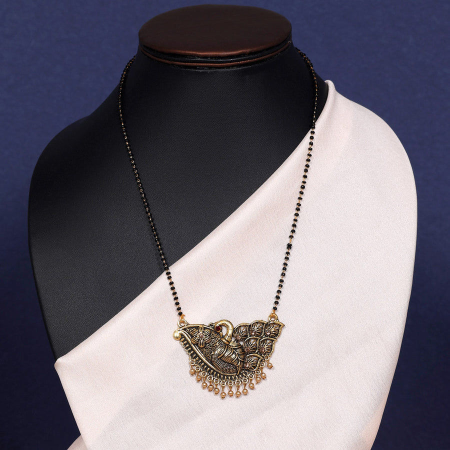 Oxidised silver long drop earrings