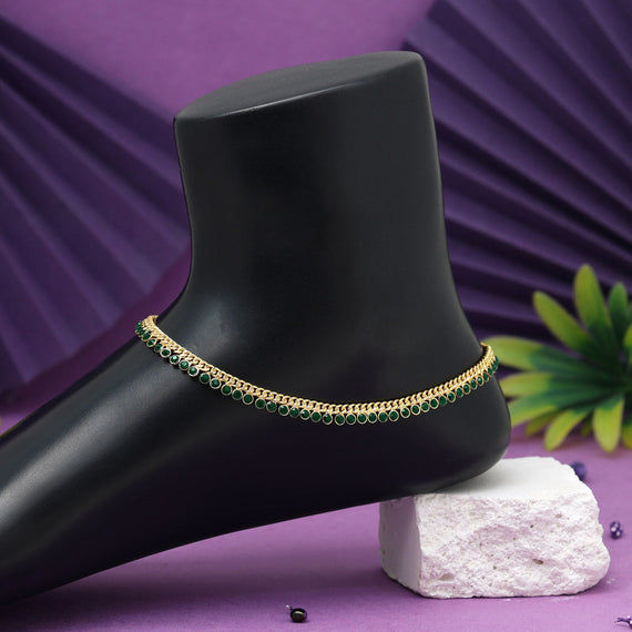 Elegant green and gold anklet