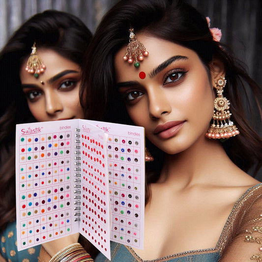 Colorful bindi stickers, bridal makeup