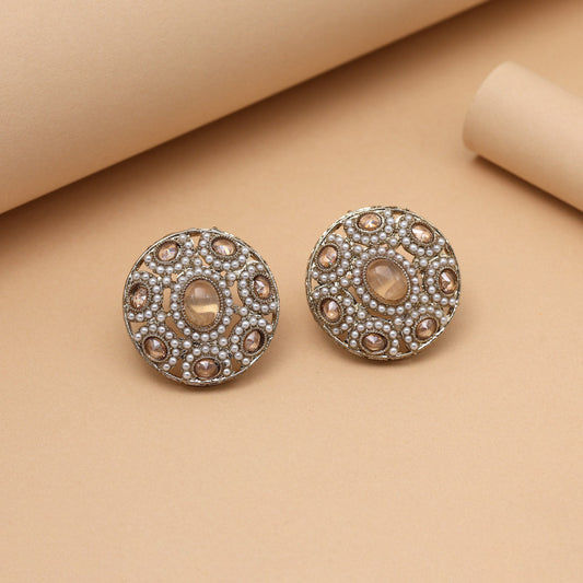 Elegant pearl and stone earrings