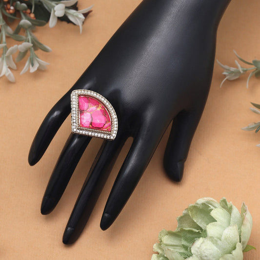 Pink American diamond ring, daily fashion