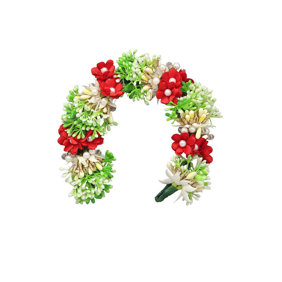 Miniaturbild: Red and green floral hair accessory